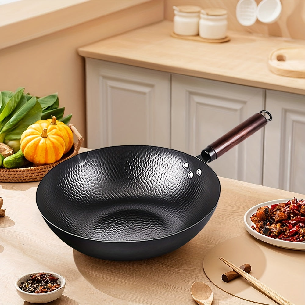 Wok, Cast Iron Frying Pan Wok Set - Nonstick, 12.6 Inch Pan With 13 Cookware Accessories, Suitable For All Stoves, Kitchen Utensils, Kitchen Tools, Kitchen Accessory, Kitchen Supplies Camping