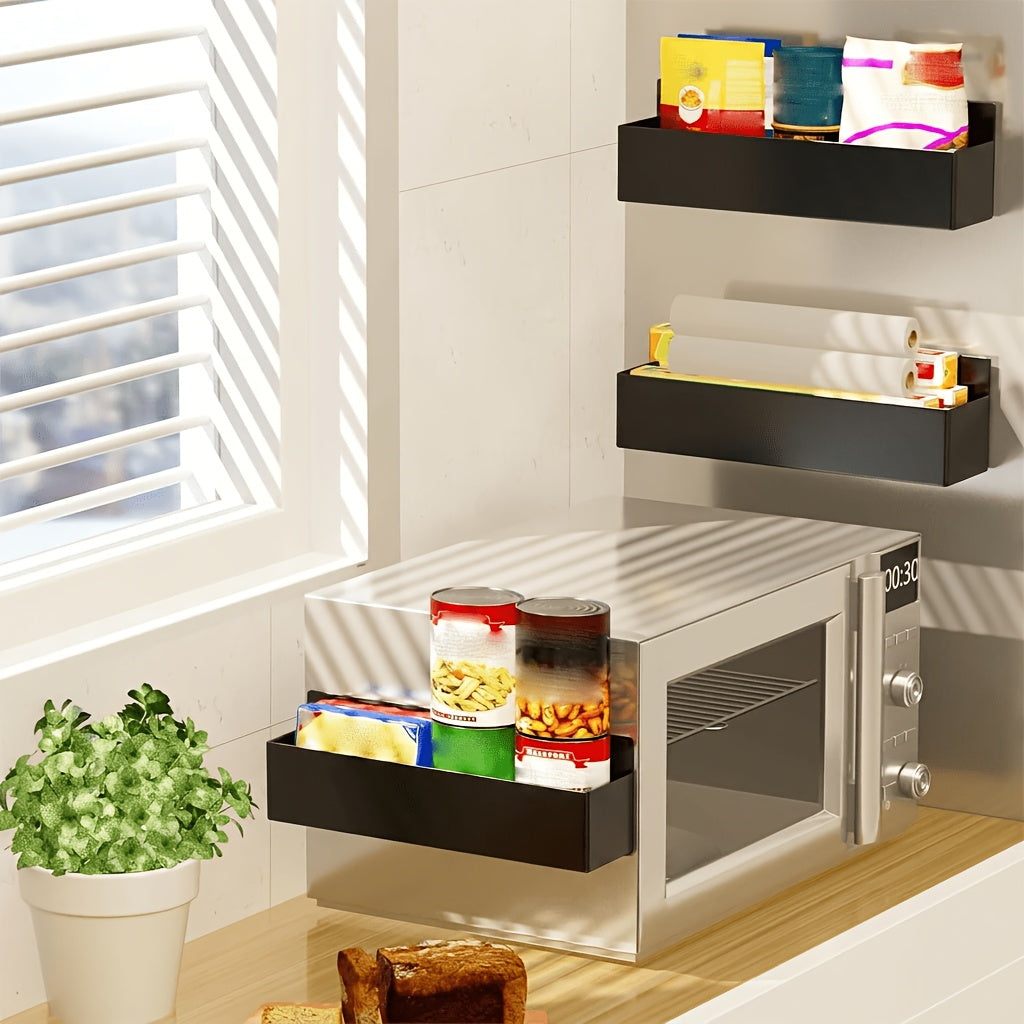 2/4 Movable Metal Refrigerator Magnetic Storage Rack, Multi-purpose Kitchen Bathroom Storage Box, Space-saving Multi-functional Organizer, Simple Appearance.