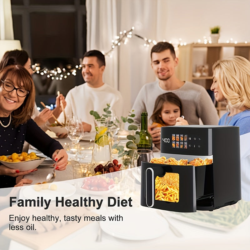 Large Capacity Air Fryer Visual Intelligent Fully Automatic Household Air Fryer Anti-Scald Handle Suitable for Chicken And Fish