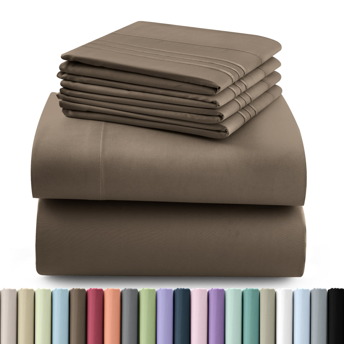 Hannah Bedding Sheet Set - 6 PC Brushed 100% polyester Bed Sheets 16 Inches Deep Pockets - Embroidered & Plain Pillowcases - Hotel Luxury Sheets Bed Set - Soft Bedding Sheets