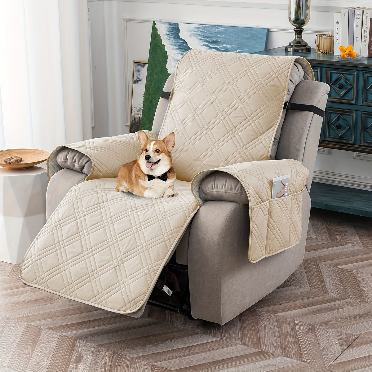 1pc 100% Waterproof Recliner Chair Cover, Non Slip Recliner Covers for Recliner Chair with Pocket, Pet Scratch-Resistant Sofa Slipcover, Washable Furniture Protector, Easy to Install for Living Room, Bedroom, And Study, Halloween Home Decorations