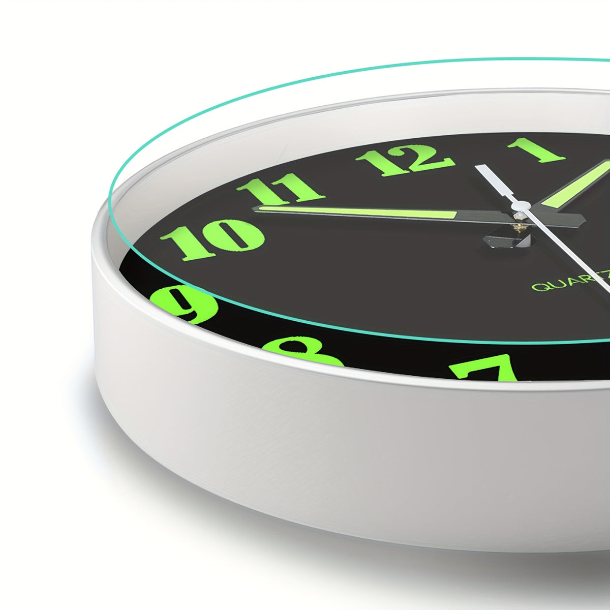 8-16 Inch Modern Black Glow-in-the-Dark Wall Clock, Silent No-Ticking, Battery Powered, Decorative Clock for Living Room, Bedroom, Office & Kitchen, Plastic Frame with High-Transparency Glass Mirror, Perfect Christmas & Housewarming Gift