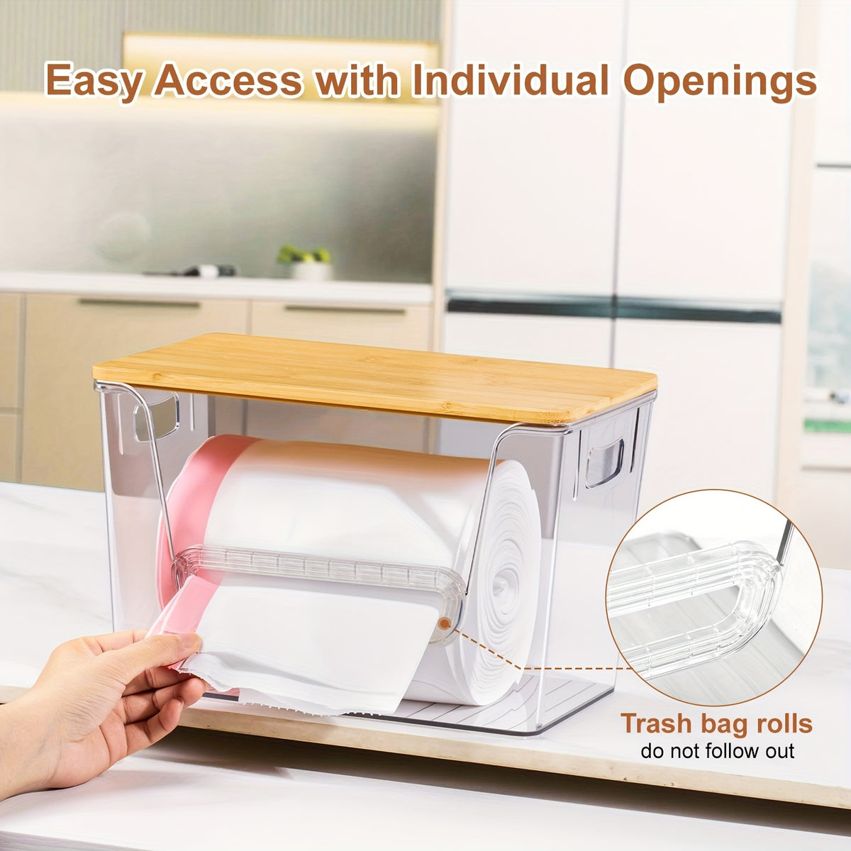 1/2/4pcs Stackable Trash Bag Dispenser, Trash Bag Holder, Extra-Large Clear Acrylic Kitchen Organizer, Suitable for Under-Sink Organization, Laundry Room Organization, Holds Trash Bags and Some Small Items