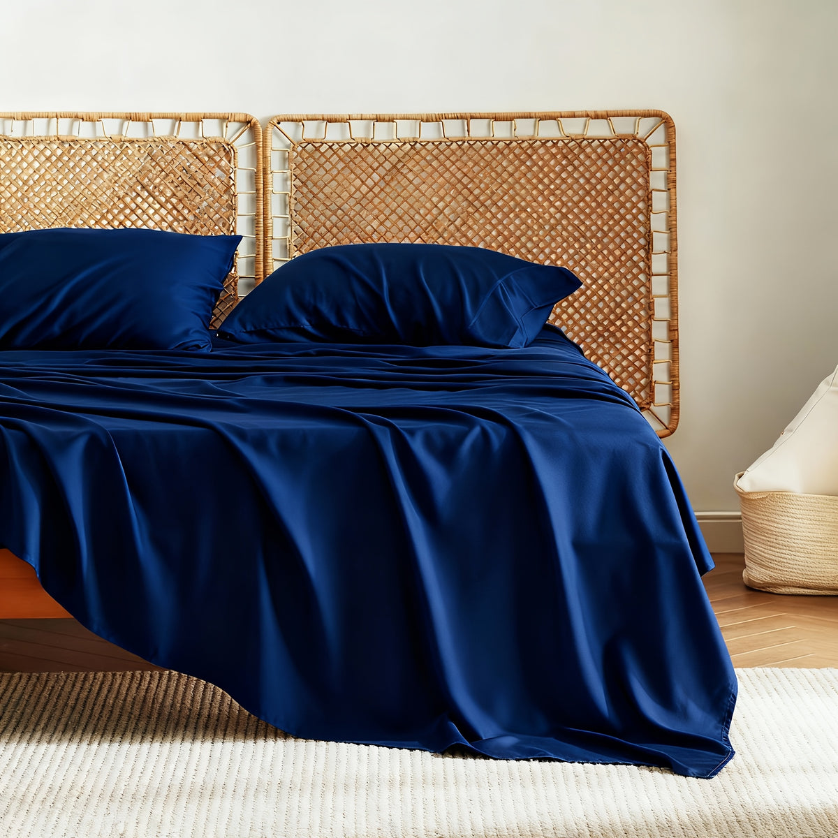 Cooling Bed Sheet Set, Extra Deep Pocket, Cozy&Ultra Soft, Viscose Bedding Sheet, Queen Sheet Set, Hot Sleeper Friendly, Ideal Gift, Local Warehouse Direct Shipment