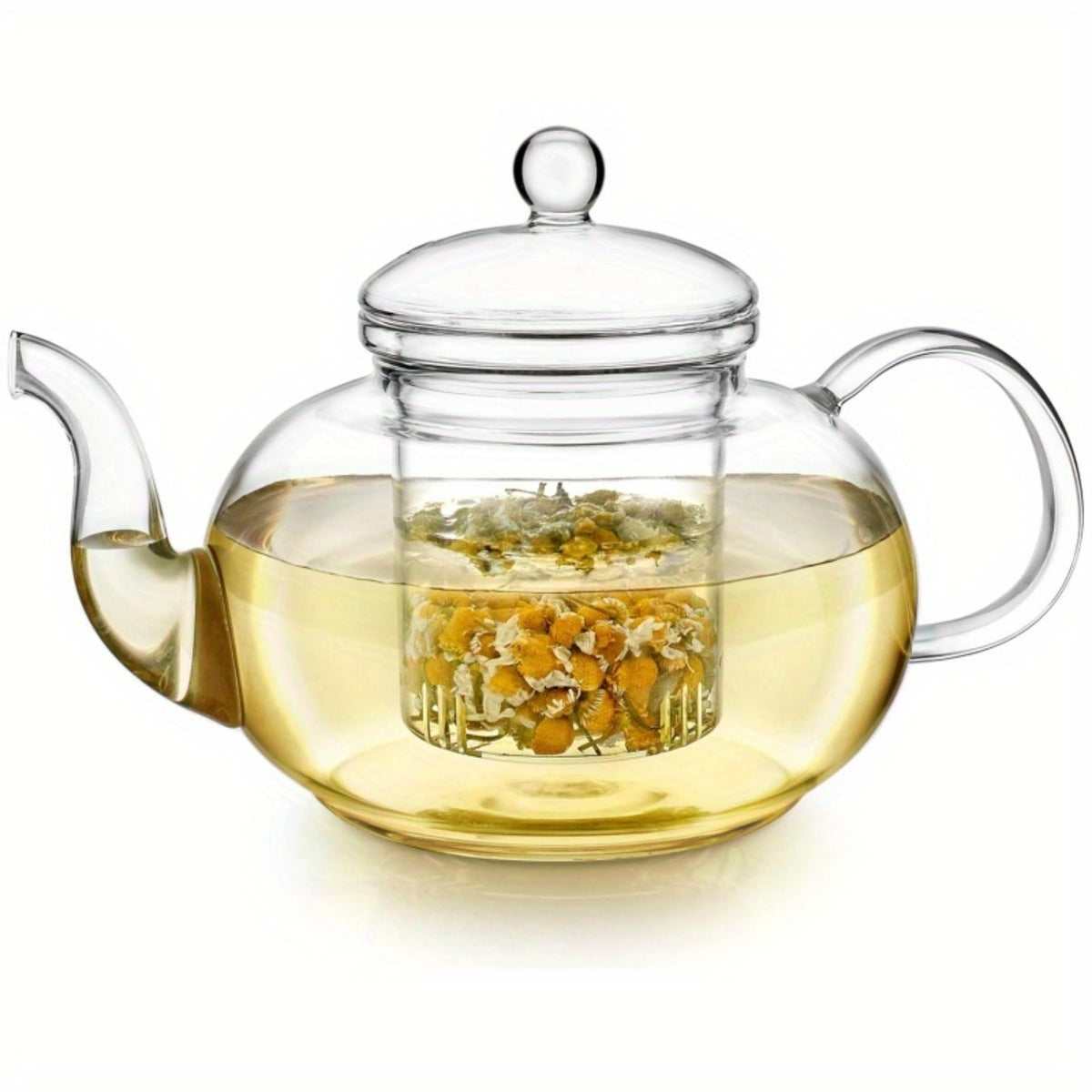 1000Ml Glass Teapot with Infuser And 4 Cups, 33.8 Oz (1000 Ml) Glass Teapot with Detachable Infuser for Flowering And Loose Leaf Tea, Microwave And Stovetop Tea Set Gift Box