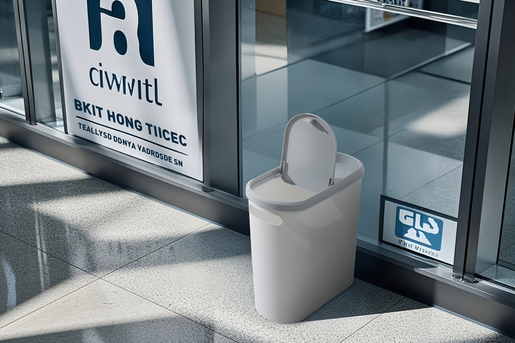 2/1pc Compact And Durable Plastic Bathroom Trash Can | with Built-In Handles, Rustproof, Space-Saving Design, Ideal for Small Spaces in Bathroom, Laundry, And Home Office(Includes Trash Bags)