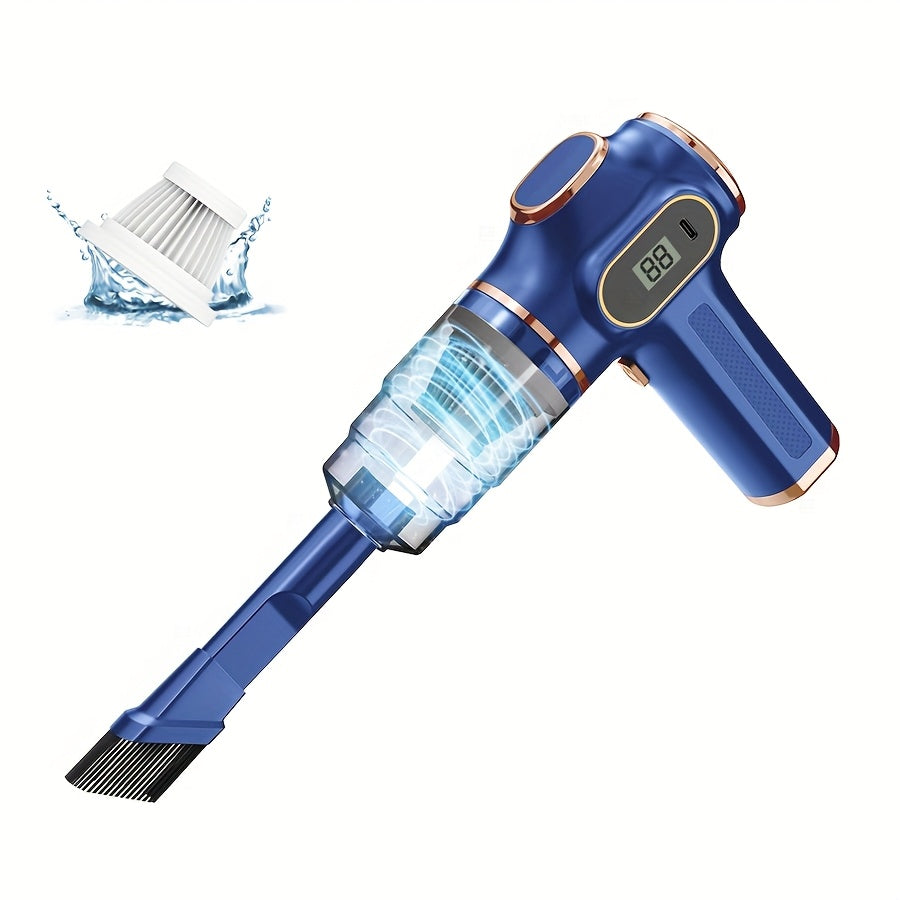 Powerful Handheld Vacuum Cleaner for Pet Hair with Digital Display, Type-C Fast Charging & Washable Filter, Portable Cordless Vac for Car Interior Detailing, Home Upholstery & Office Dust And Debris Cleaning