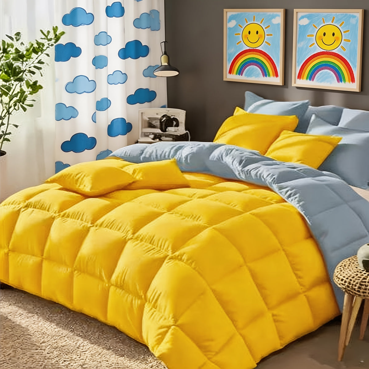 Colorful Comforter Set with Sheets, 7-Piece Lightweight Bed in a Bag with Pillowcases and Shams in Full, Queen and King for All-Season Bedroom Comfort