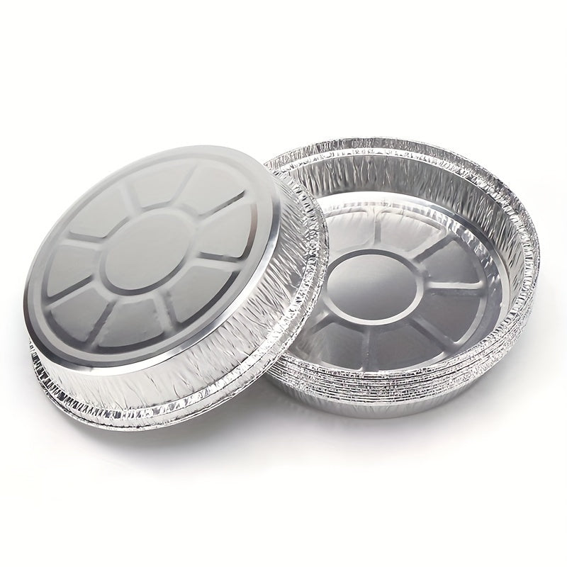 40pcs Disposable Aluminum Foil Baking Pan Set (including 20 Bases + 20 Lids) - 7-inch Round Baking Pan, Suitable for Baking, Keeping Warm, and Serving - Round Aluminum Foil Baking Pan with Lid - Mother's Day - Air Fryer - Oven - Birthday Party