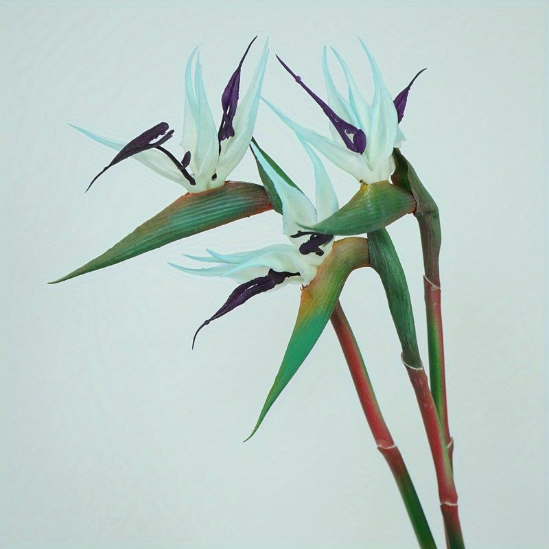 3pcs Artificial Bird Of Paradise Flowers Rubber Strelitzia 24. 5'' Long Stem Flower Suitable for DIY Home Decor Party Theme Display Fall Decor (Orange)