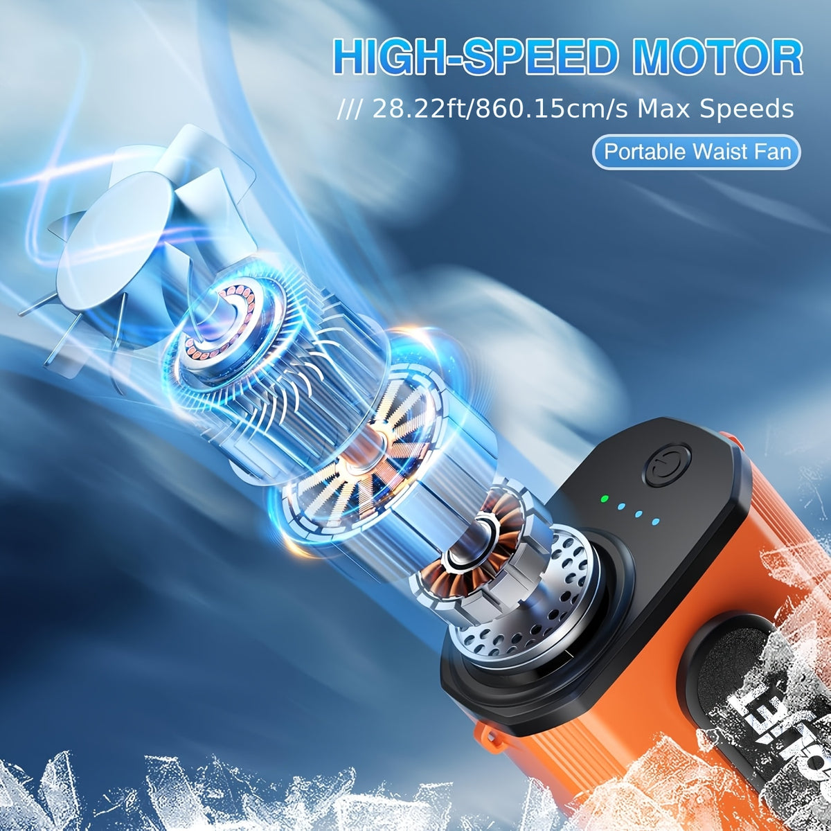 Neck-hanging Portable Waist Fan, Featuring an 18000RPM Powerful Brushless Motor, Four-speed Wind Adjustment, and a 5000mAh High-capacity Long-lasting Battery. Equipped with an LED Power Indicator, It Is Suitable for Outdoor Work, Camping