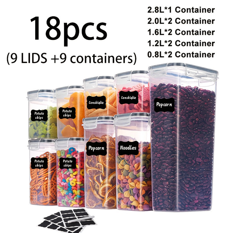14/18/30/48/60/84pcs Airtight Food Storage Containers with Lids, BPA Free Plastic Kitchen Storage Containers for Rice, Spaghetti, Cereal, Pasta, Flour And Sugar Containers, 7/9/15/24/30/42 Lids+7/9/15/24/30/42 Containers Kitchen Additions