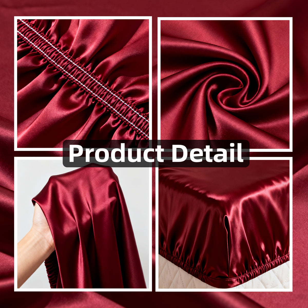 Luxury Satin Fitted Sheet, Fitted Sheet+Pillowcase, Queen Sheet, Cooling, Smooth, Breathable, Wrinkle-Resistant, Machine Washable, Easy Care Ultra Soft for Hot Sleepers Child, Children, Adults, Hotels, Apartments, Wedding Gifts-3000TC Random Color