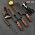 410 Stainless Steel Kitchen Knife Set, 6-Piece Brown Combo with Vegetable, Slicing and Fruit Knives, Multipurpose Scissors and Melon Planer for Home Cooking