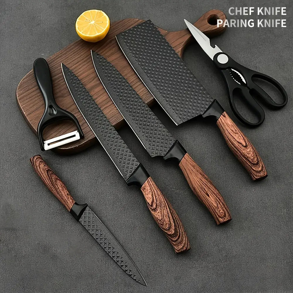 6pcs Kitchen Knife Combo Set, Vegetable Knife, Slicing Knife, Fruit Knife, Multi-purpose Scissors and Melon Planer, Healthy Kitchen Knife Set Home Cooking