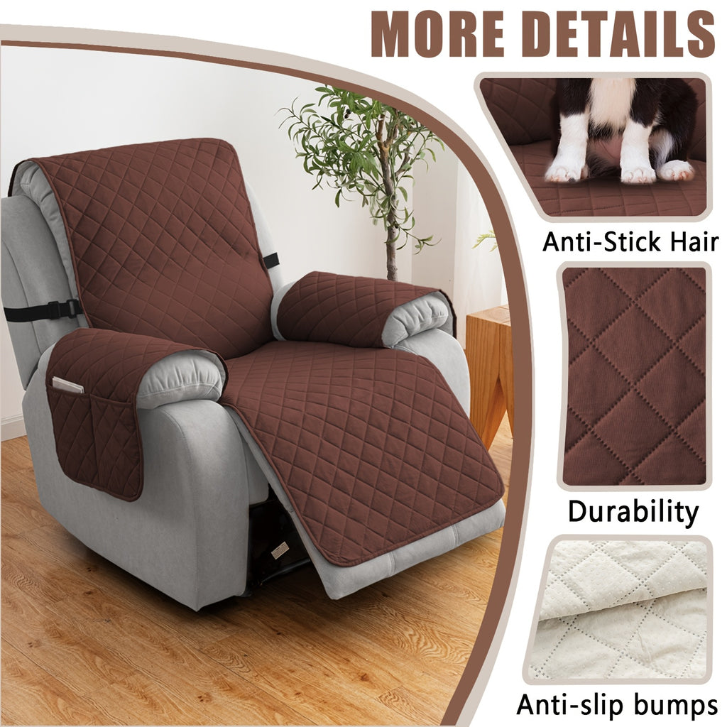 1pc 100% Non-Slip Recliner Chair Cover Sofa Slipcover, Pet Cover For Large Recliner With Elastic Straps, Washable Chair Seat Cover Recliner Chair Furniture Protector, Recliner Compatible, Valentine'S Day Home Decorations