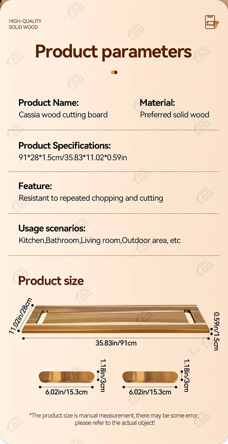 36X12 Inch Extra Large Acacia Wood Charcuterie Board & Cutting Board with Handles, 3Ft Rectangular Cheese Serving Platter for Meat Appetizers, Oversized Grazing Board Food Display Tray for Party Entertaining Housewarming Mother'S Day Gifts BBQ