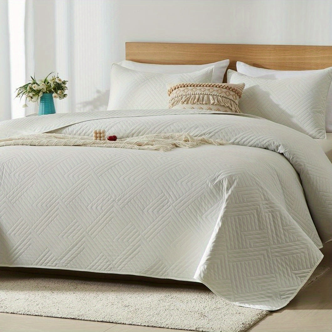 2/3pcs Cooling & Refreshing Summer Quilt Set - Multiple Colors Plus Random Color Available - Lightweight Breathable Microfiber Bedspread - Modern Coin Pattern Coverlet All Season - Holiday Gifts For Family Friends (1 Quilt, 1/2 Pillow Shams)