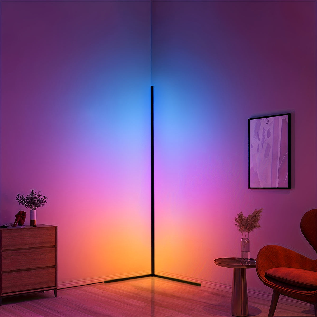 1/2pcs LED Corner Floor Lamp, RGBIC High Brightness Color Changing RGB Floor Lamp with APP & Remote Control, Music Sync, Scenes, Timer, Adjustable 156Cm (61.42In), 2700K-6000K Ambient Lighting for Bedroom, Living Room, Gaming Room, Festival Gift