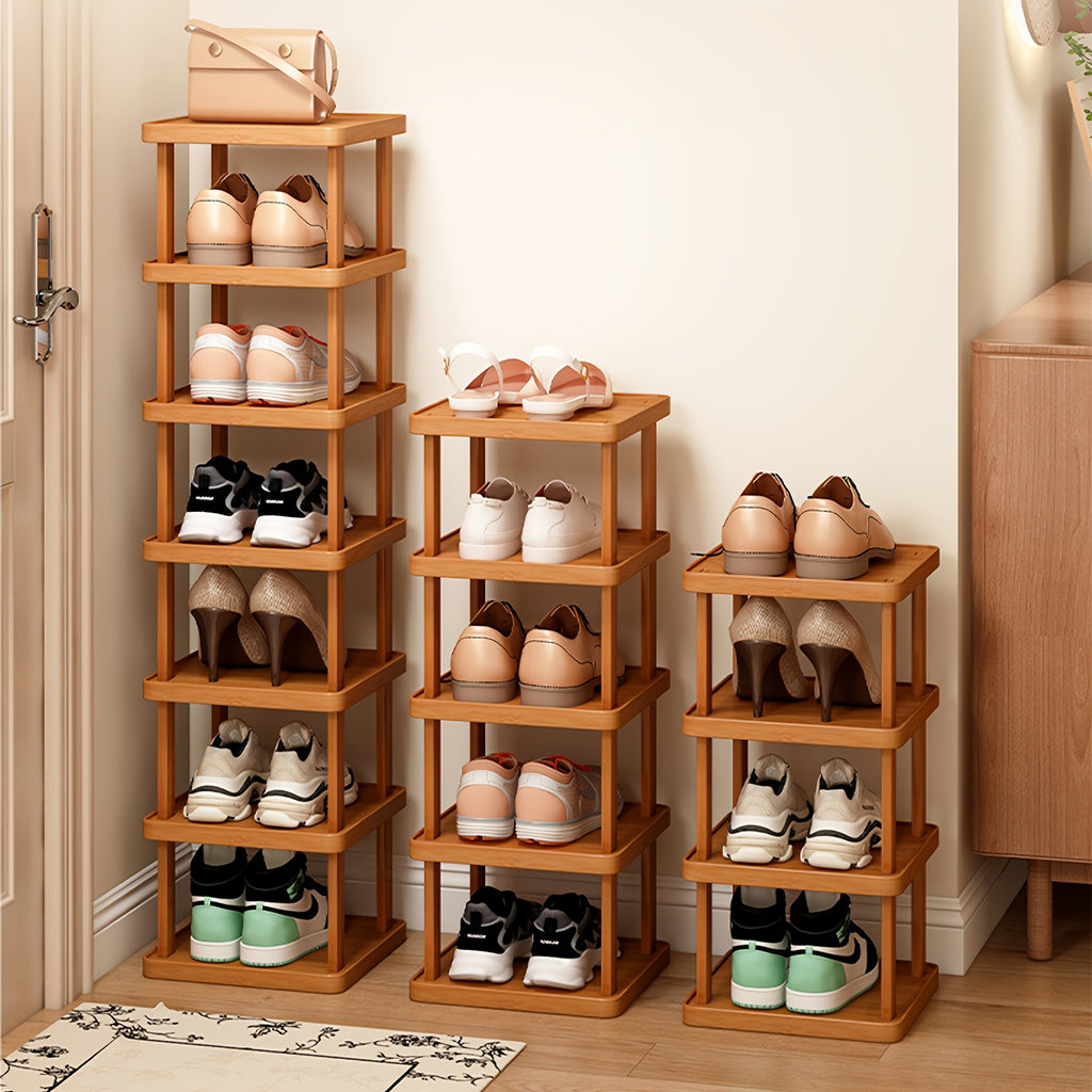 Bamboo Shoe Rack, Capable Of Storing 3/6/9 Pairs Of Shoes, Wood Grain Decoration, Easy to Assemble, Space Saving, Suitable for Entrances, Living Rooms, Bedrooms, And Dormitories. Brown. Multi Layer Independent Storage Rack.