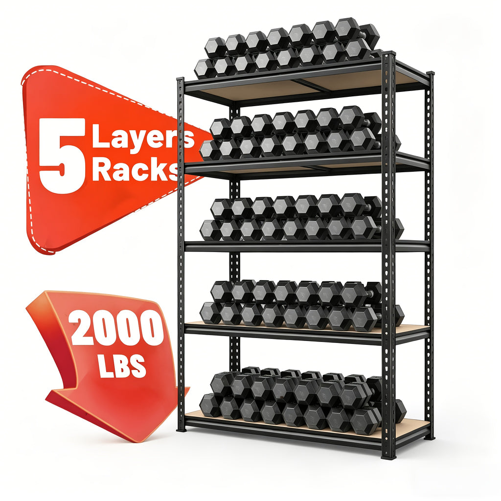 72''H Storage Shelves Heavy Duty Shelving 2000LBS Garage Shelving 5 Tier Metal Shelves for Garage Shelves 35.5"W X72"H X 15.8"D, Adjustable Shelving Unit for Basement Pantry Utility Rack Shelf, Kitchen Standing Rack/ Kitchen Standing Baker's Rack