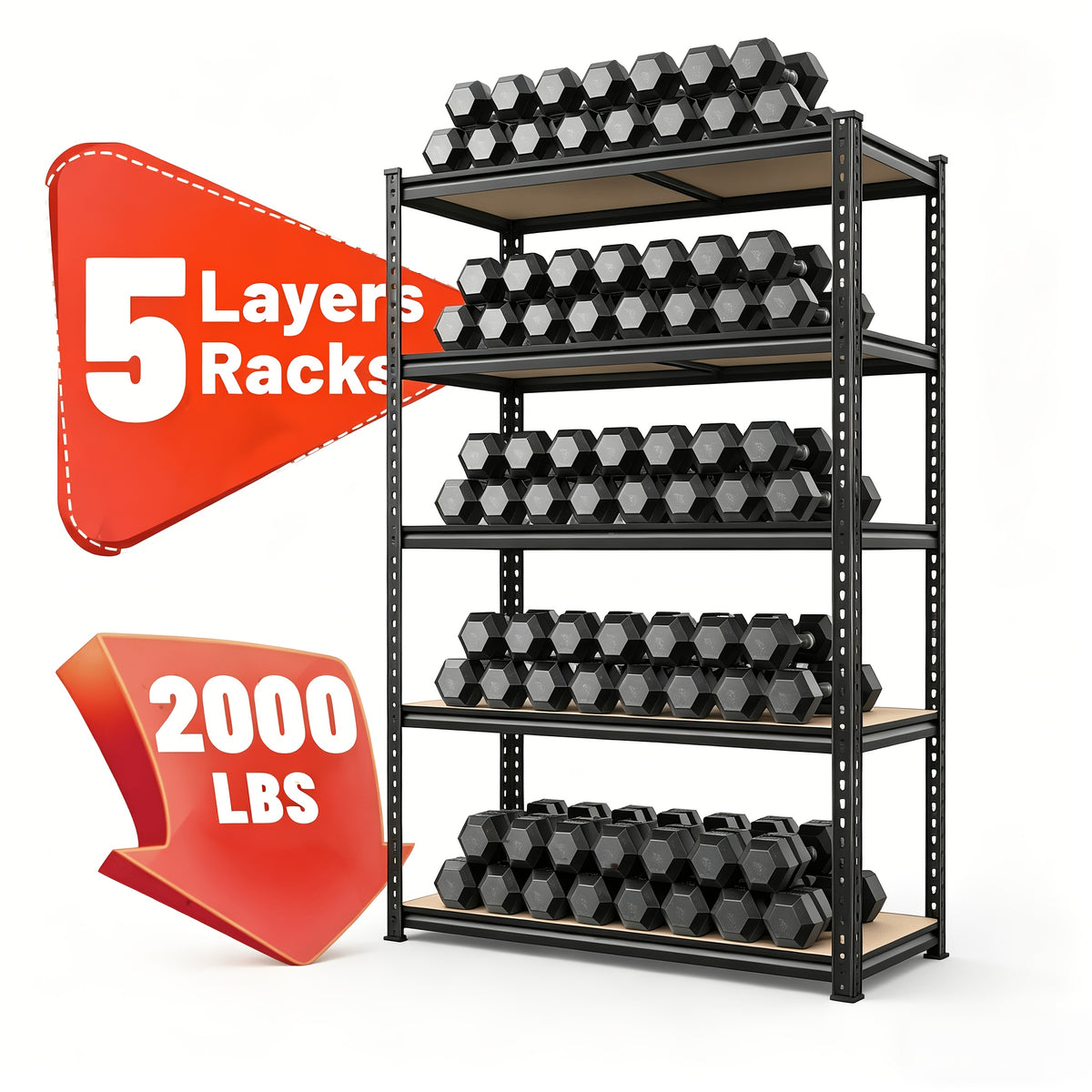 72''H Storage Shelves Heavy Duty Shelving 2000LBS Garage Shelving 5 Tier Metal Shelves for Garage Shelves 35.5"W X72"H X 15.8"D, Adjustable Shelving Unit for Basement Pantry Utility Rack Shelf, Kitchen Standing Rack/ Kitchen Standing Baker's Rack