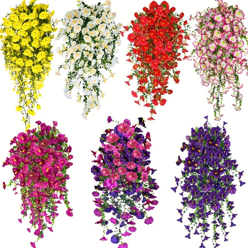 4pcs- Seven Colors, Outdoor Artificial Flowers, UV-resistant Eucalyptus Pendants, Suitable for Home, Garden, Wedding Decoration, Courtyard, Spring and Summer Display, Indoor/ Outdoor Hanging Display, Yellow, Red, White, Purple