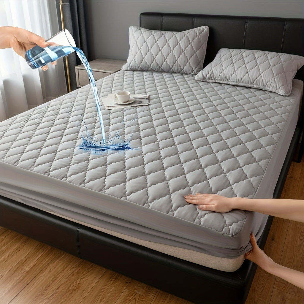 1pc High Quality Mattress Protector with Embossed Design - 11.8-inch Thickened Fitted Cover for Twin/Full/XL/King Beds (Excludes Pillowcases), Bedding Essential In Solid Color, Minimalist Bedroom Must-have
