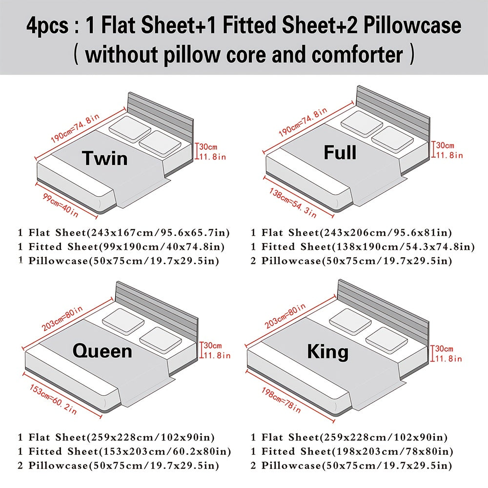 4pcs Queen Size Luxury Hotel-Grade Bed Sheet Set - 2000TC Ultra Soft & Breathable Microfiber with 14" Deep Pocket, Shrinkage & Fade Resistant, Lavender Elegant Deep Pocket Fitted Sheet, Flat Sheet & 2 Pillowcases for Mattresses, All-Season Easy Care Beddi