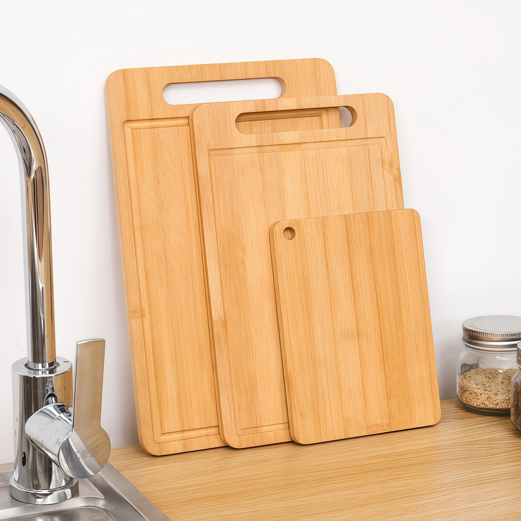 3/1pc Extra Large Kitchen Bamboo Cutting Board Set, Heavy Duty Cutting Board With Juice Grooves, Bamboo Cutting Board Set For Meat, Vegetables, Fruits. Gift For Mother'S Day. Father'S Day. Father Gift. Family And Friends. Essential Kitchen Tools.