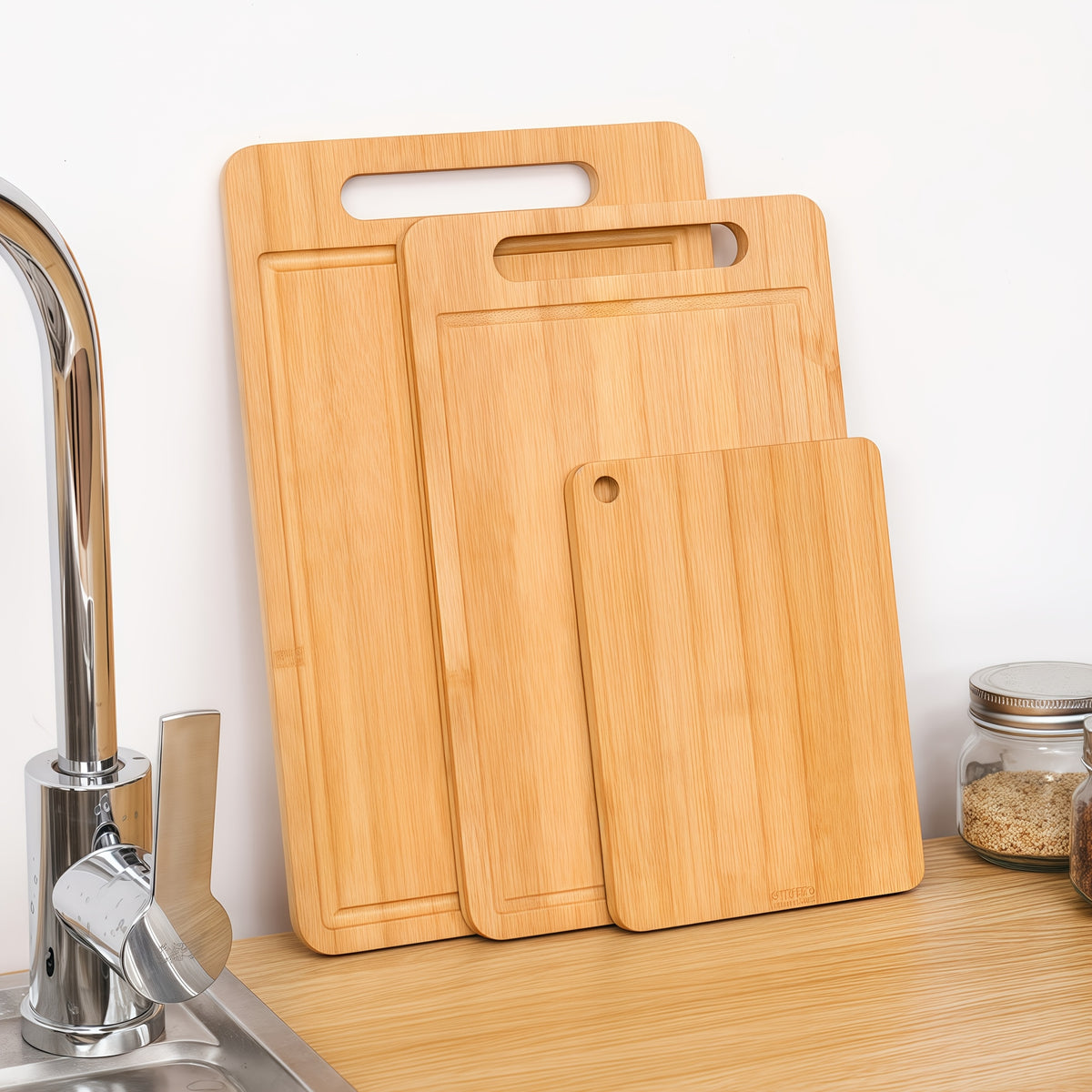 3/1pc Extra Large Kitchen Bamboo Cutting Board Set, Heavy Duty Cutting Board With Juice Grooves, Bamboo Cutting Board Set For Meat, Vegetables, Fruits. Gift For Mother'S Day. Father'S Day. Father Gift. Family And Friends. Essential Kitchen Tools.
