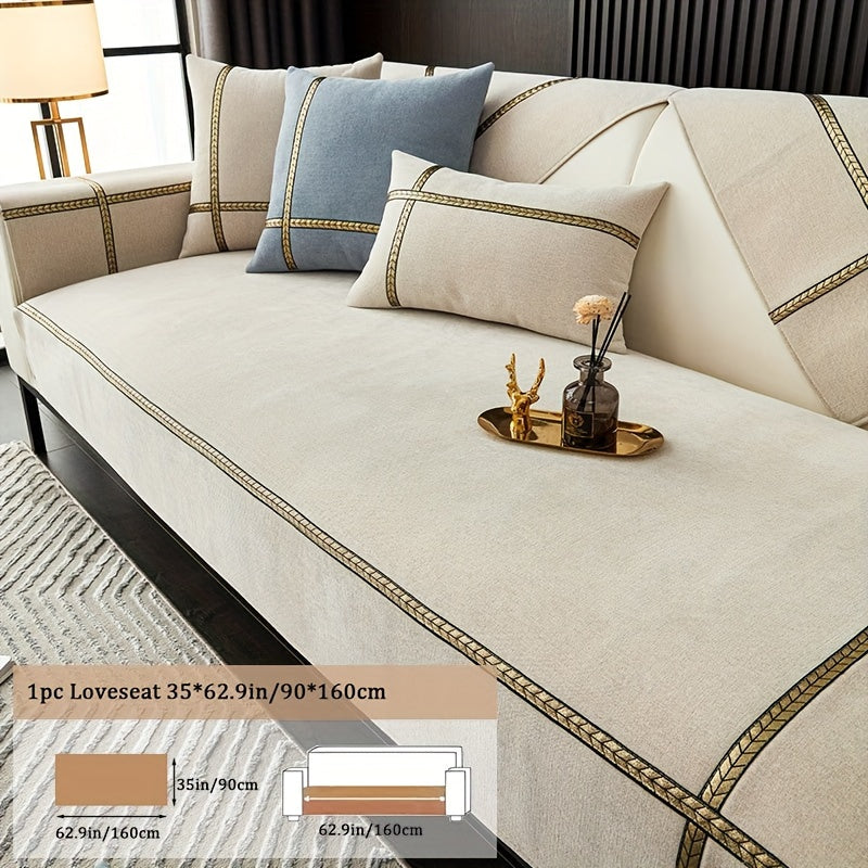 1pc of Elegant Sofa Cover, a Pet-Friendly Slipcover, Suitable for All Seasons, Made of Chenille, Designed to Protect Your Furniture in The Bedroom, Office, Or Living Room. (Pillowcases, Backrest, And Armrest Covers Are Sold Separately.)