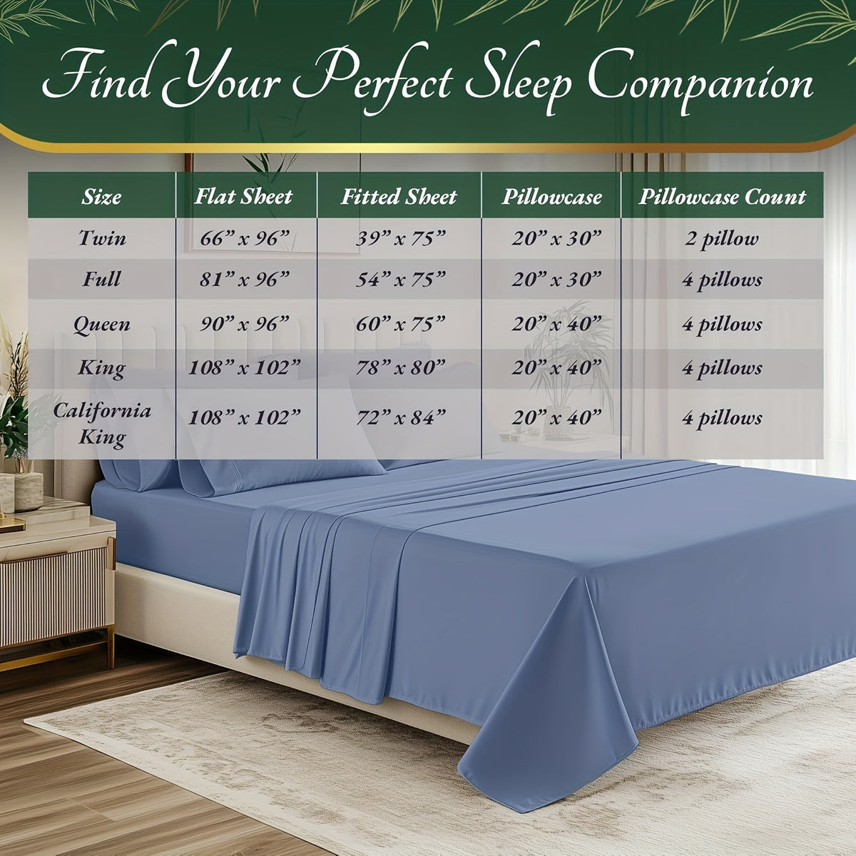 Deep Pocket Bamboo Cooling Bed Sheets 6pcs - Bamboo Luxury Cooling Sheets for Hot Sleepers - Cloud Soft, 17" Deep Pocket Fitted Sheet, Ultra Durable Bed Set for Room Decor