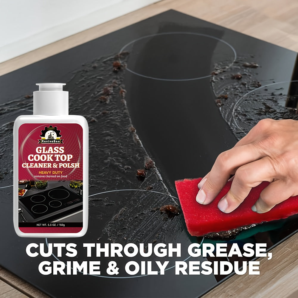 Cooktop Cleaning Paste Removes Grease, Oil Stains & Burnt-On Food From Stove Tops & Burners, Easy Scrub Kitchen Cleaner