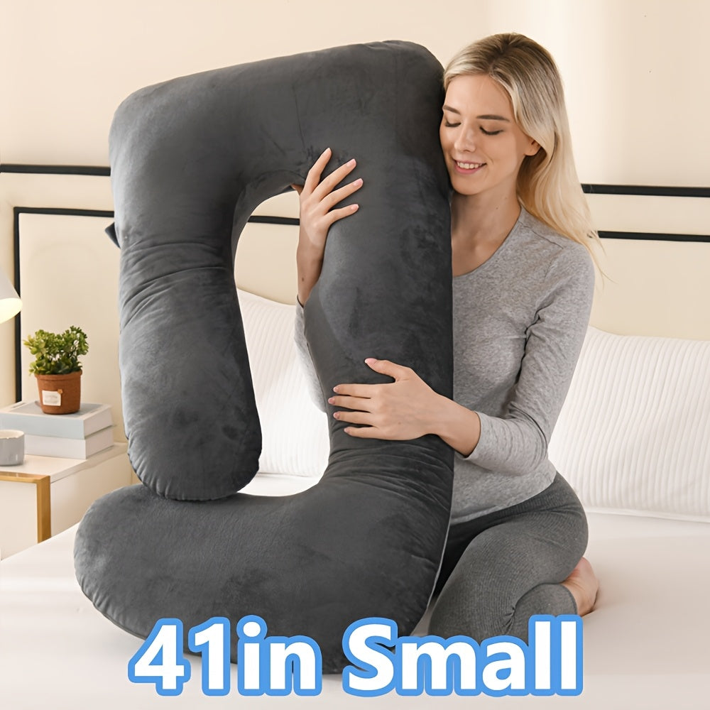 J Shaped Pregnancy Pillow, Full Body Maternity Support for Back, Legs and Tummy with 60 Inch and Small 41 Inch Options for Bedtime Comfort