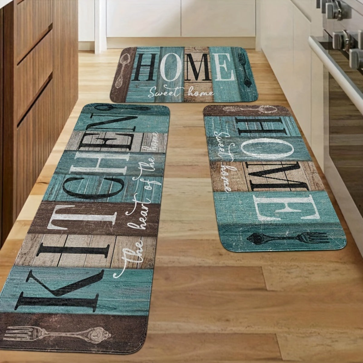 3pcs Farmhouse Style Kitchen Floor Mat Set, Rectangular, Soft, Suitable for Kitchen, Bathroom, Bedroom And Living Room, Home Decoration, Kitchen Rugs, Gifts for Friends And Family, Kitchen Accessories, Halloween Decorations