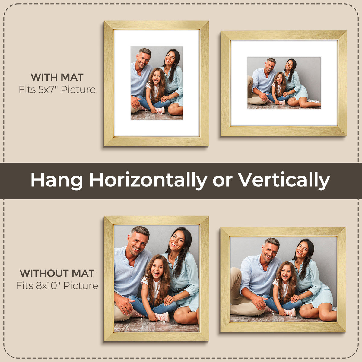 3 Pack 6x8/8x10/9x12/11x14/16x20 Picture Frames Set with Mat or without Mat, Engineered Wood Photo Frames with Plexiglass, for Wall or Tabletop Display - Gallery Wall Frames, Office Home Decor,Poster Frames