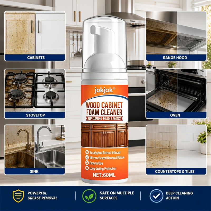 Kitchen Cabinet Cleaner - Cleaning Agent for Oil Stains on The Surface of Kitchen Wooden Shelves, Special Cleaning Agent for Stubborn Stains, Brown Furniture Yellow Scale Removal Agent, Furniture Renovation Agent