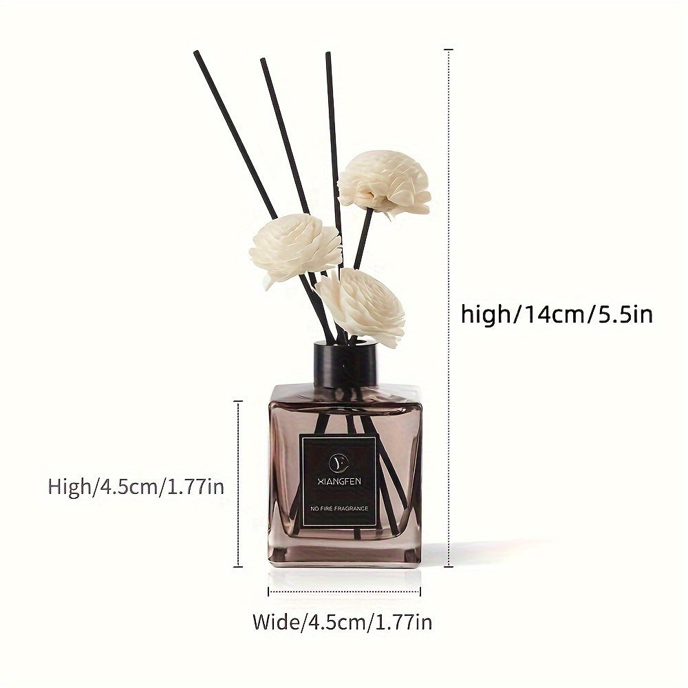 No Fire Fragrance - 1.69oz Elegant Black Glass Diffuser with White Roses, Air Freshener for Home Decor, Bedroom, Bathroom, And Office, Ideal Christmas Gift, Office Fragrance | Elegant Diffuser | Durable Scent, Bathroom Decor, Reed Diffuser Oils