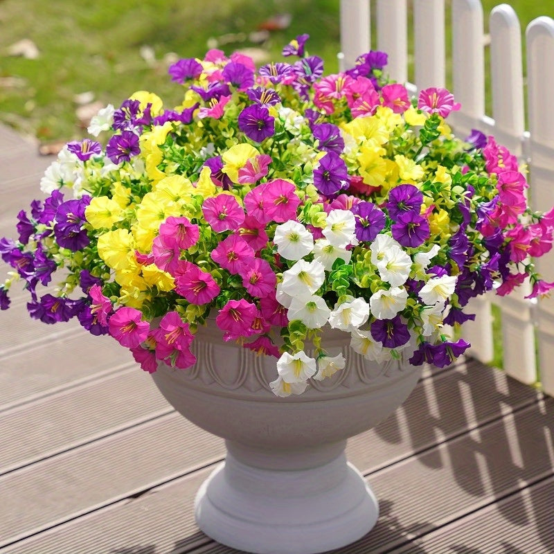 Mixed Color Artificial Morning Glory Flowers, 10 Bundles in Five Colors for Front Porch Planters, Patio Arrangements, Window Boxes and Home Decor