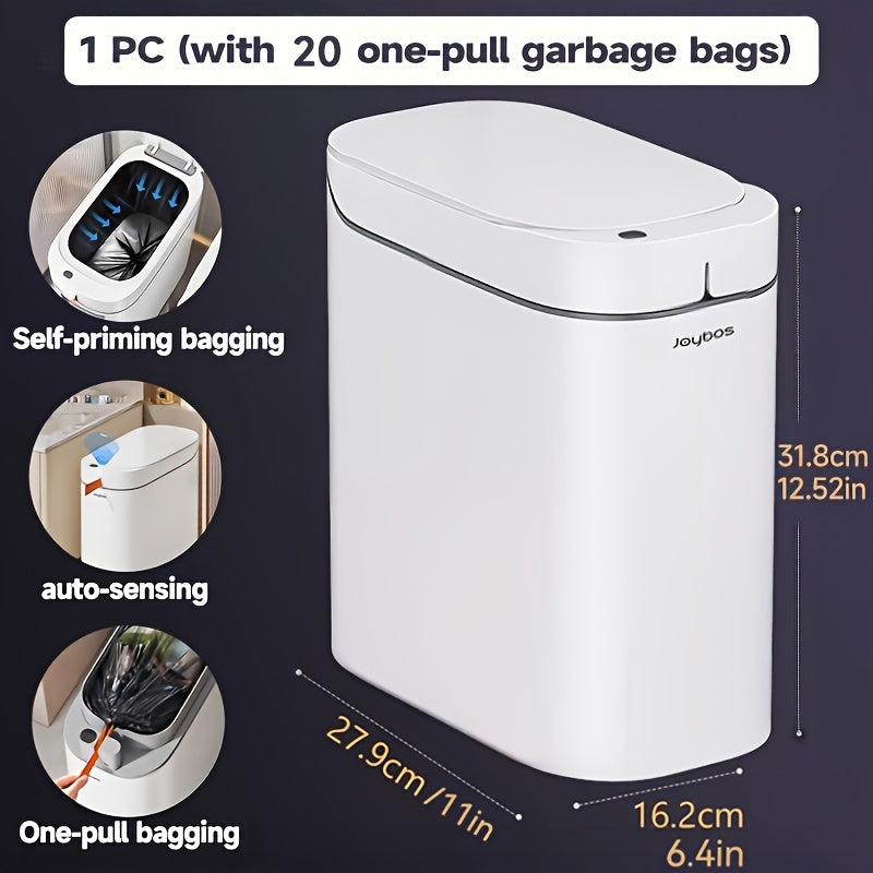 1pc/2pcs/3pcs Self-Emptying Trash Can with Drawstring Bags, Hands-Free Pull-Out Design, 3.8-Gallon Capacity – Ideal for Home, Bathroom, Kitchen, Bedroom & Dorm Room Decor and Accessories