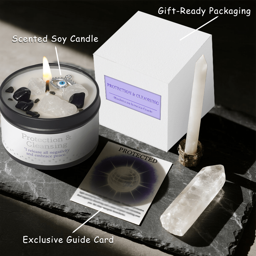 EVODUCK 2pcs/1pc Law Of Attraction Protection Manifestation Candle | Sage Each 3oz/total 6oz Scented Soy Wax Candle With Golden Crystal | For Focus, Meditation, Yoga & Reading | Christmas, New Year, Birthday Gift For Women