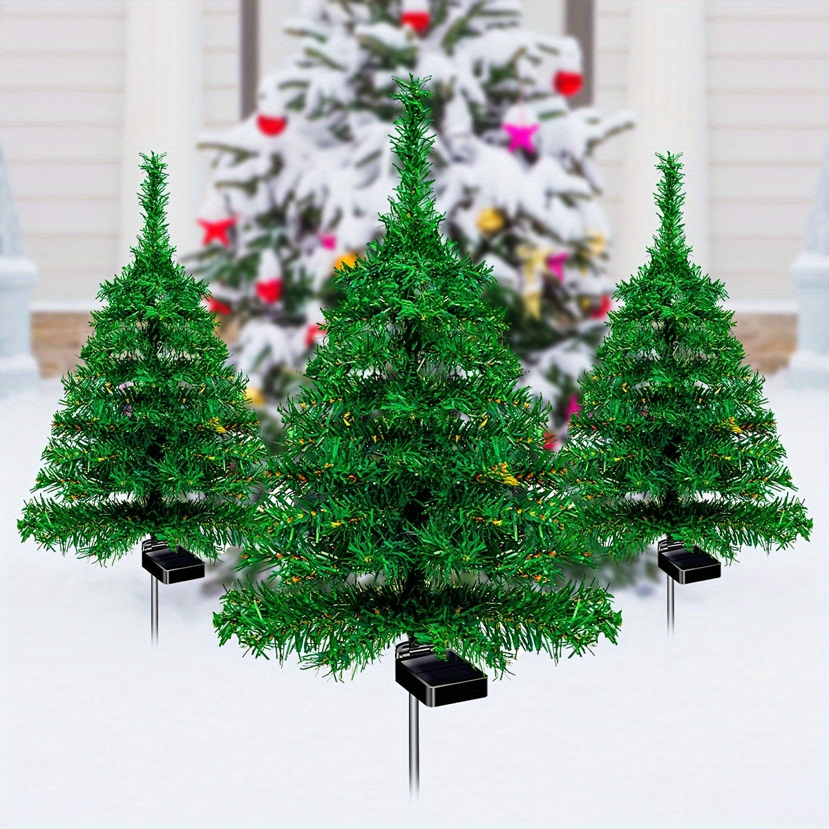 (4-Pack Ordinary Solar Christmas Tree) Christmas Party Christmas Tree Decoration Garden Light Outdoor Solar Energy-Saving Decorative Light - Suitable for Doorstep Path, Courtyard Lawn Gardening Decoration, Halloween/Christmas Decor