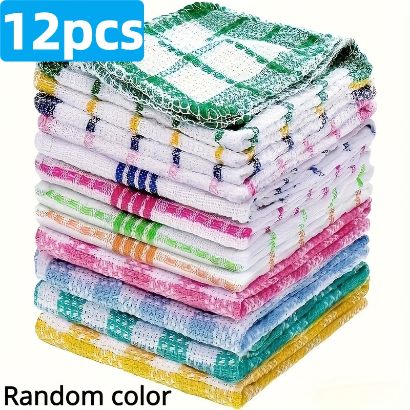 12 Kitchen Dishcloths, Soft and Absorbent Cloths, Household Cleaning Tools, Reusable and Durable Kitchen Cloths, Home and Wedding Decorations