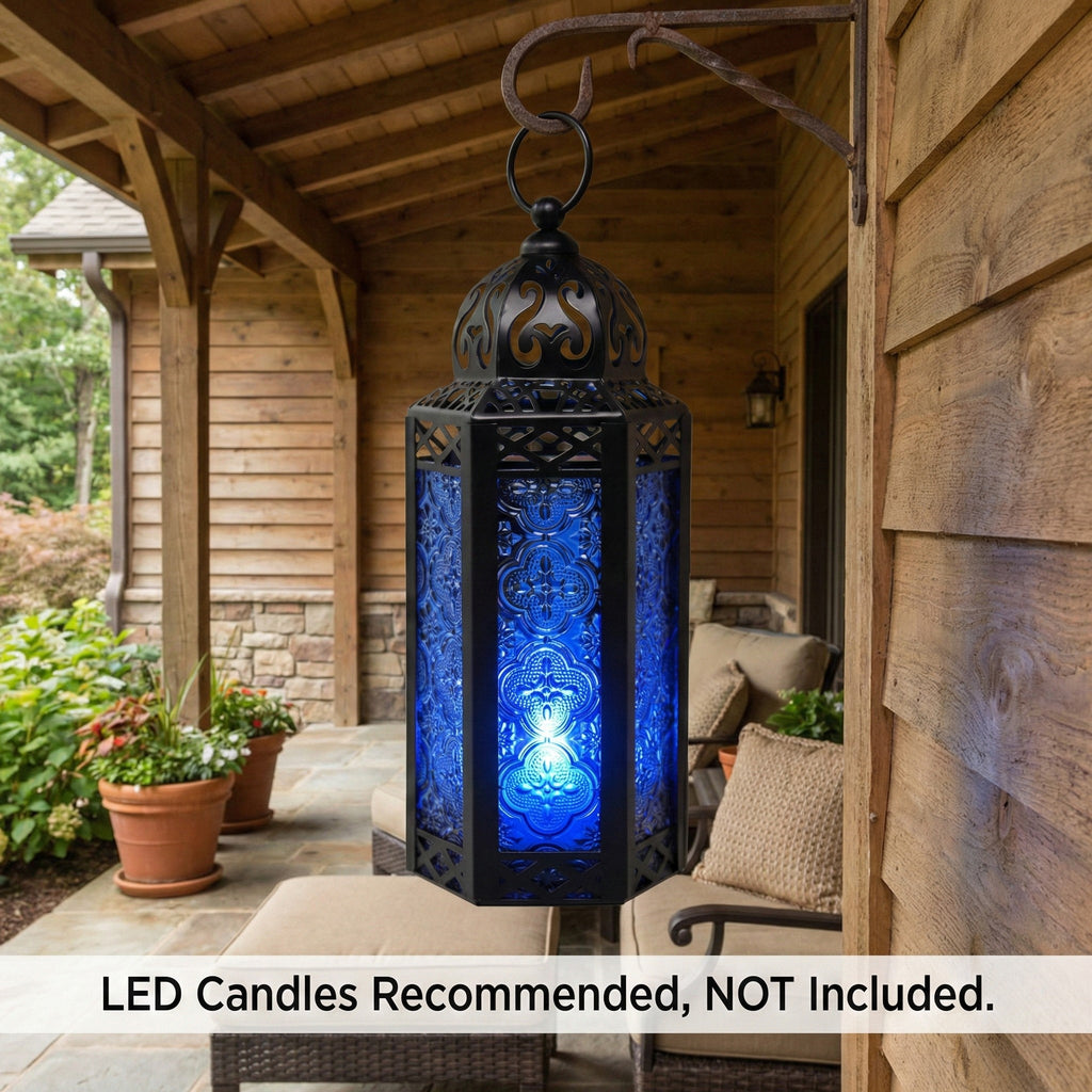 Decorative Moroccan Candle Lantern Holder, Medium, 10.5" Tall