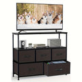 Five Drawer Fabric Dresser, Bedroom Storage Cabinet with Standard or TV Stand Models, Open Shelf on TV Version, Five Colors for Living Room and Hallway