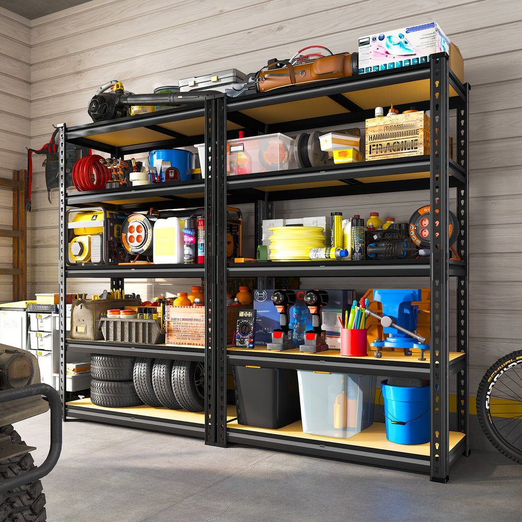 3000LBS Garage Shelving Adjustable 5 Tier Metal Shelving Unit for Storage 60" W Heavy Duty Storage Shelves Rack Garage Storage Shelves Industrial Shelf Utility Rack, Black, 60.1" W X 24.1" D X 72.1, Utility Shelves