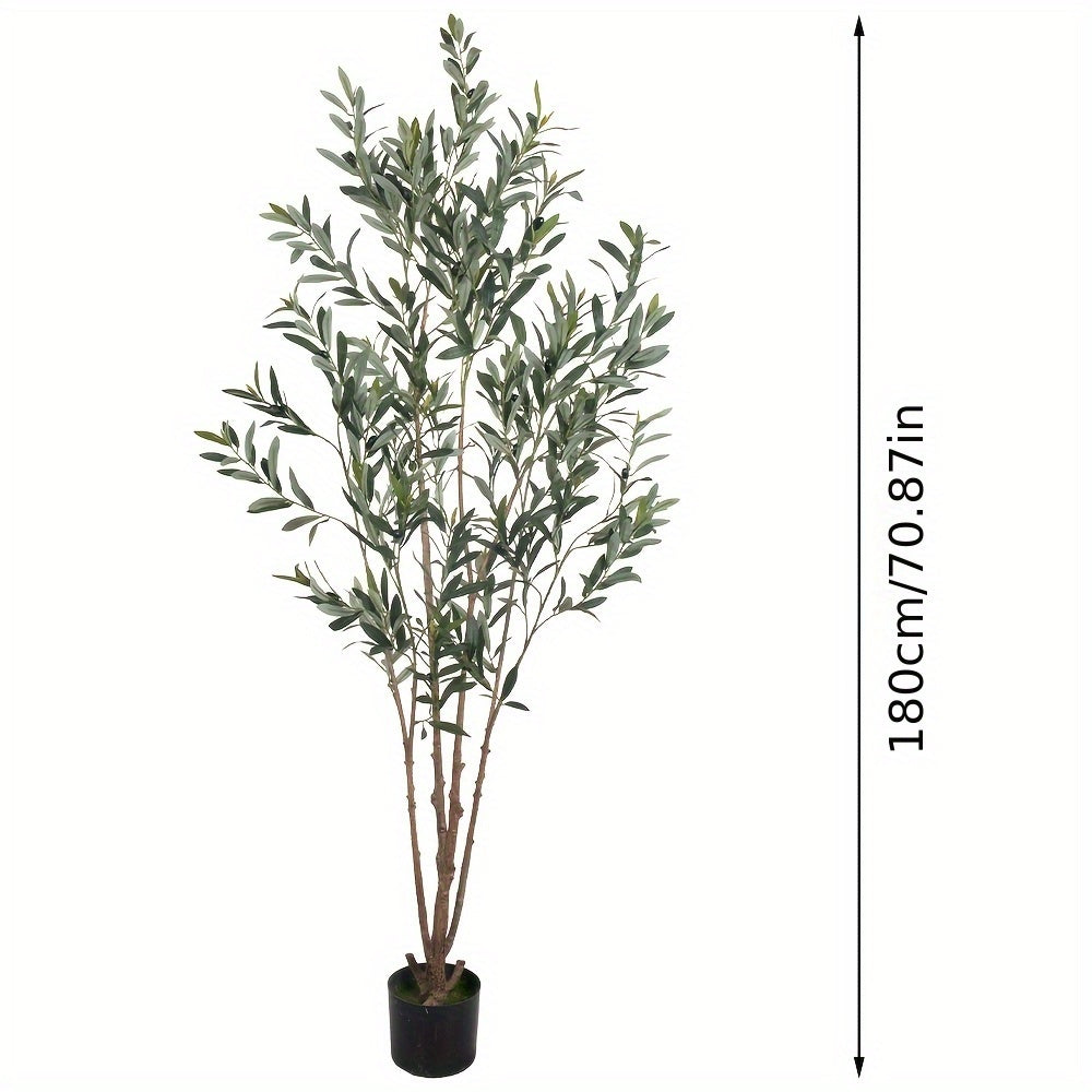 47.24inch/59.06inch/70.87inch/82.68inch Artificial Olive Tree with Realistic Black Fruits - Multi-Branch Broad-Leaved Mediterranean Plant, High-Quality Plastic Nordic Style Home Decor for Living Room, Kitchen, Hotel, Mall - No Maintenance Year-Round Decor