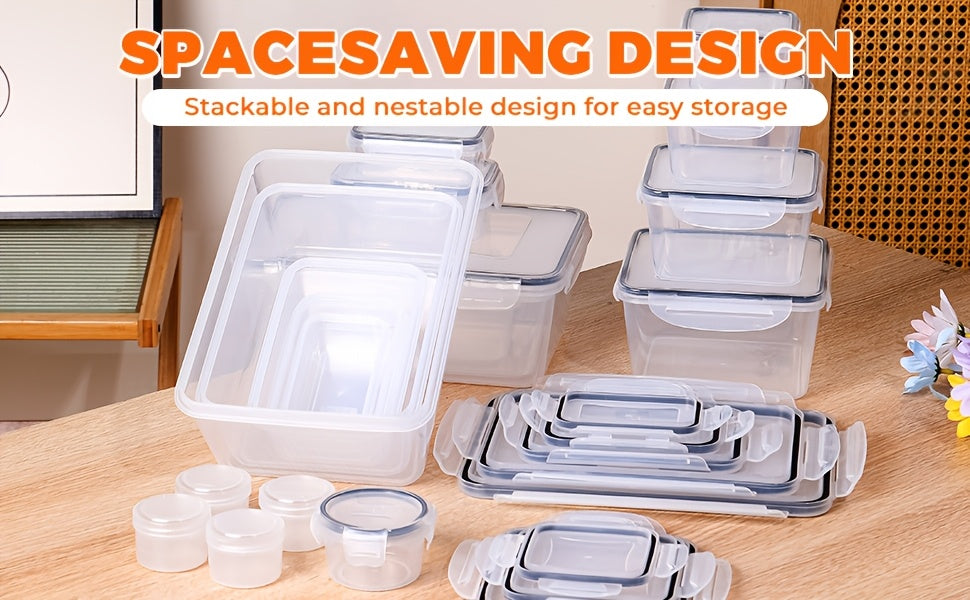 24/48/50pcs Includes 12/24/25 Containers, 12/24/25 LidsDeluxe Food Storage Container Set, High Quality - Airtight Seal, BPA-Free, Easy-Snap Lids, Stackable, Microwave Safe -, Free Labels and Kitchen Storage Marker, Perfect for Travel and Outdoor