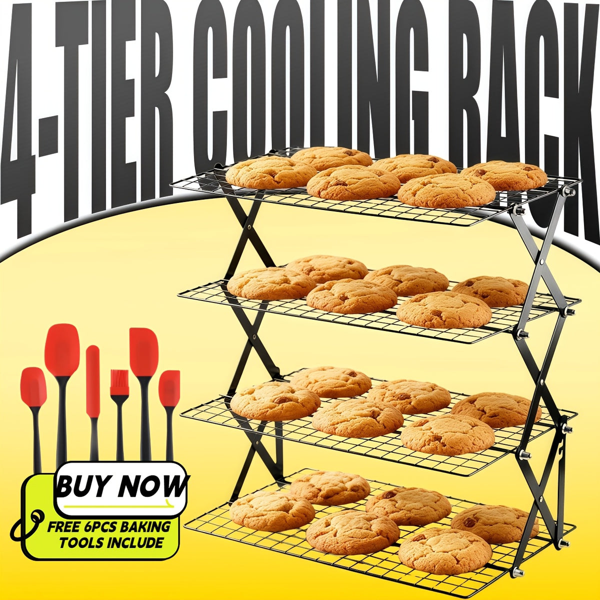 3/4-layer, Collapsible Cooling Rack, Metal Wire Rack For Baking Trays, Popular Limited Purchase, Highly Recommended, Stackable Baking And Cooking Drying Wire Cooling Rack With 4 Adjustable Settings, Camping Grill For Cooking And Cooling And Cake